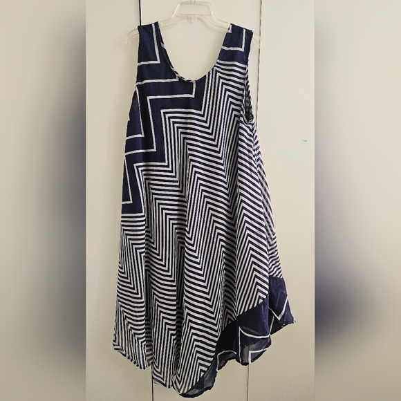 Geometric Print Triangle Hem Sleeveless Lined Dress Women - Picture 2 of 4